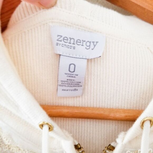 Chico's hooded full zip sweatshirt sequence - Picture 7 of 9